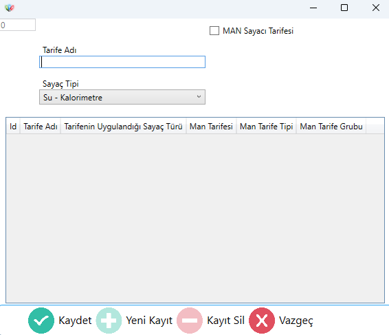 Yeni Tarife Adı Ekleme