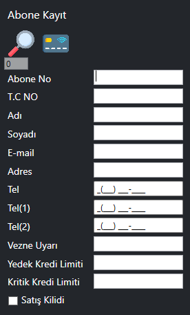 Abone Bilgi Giriş Alanları