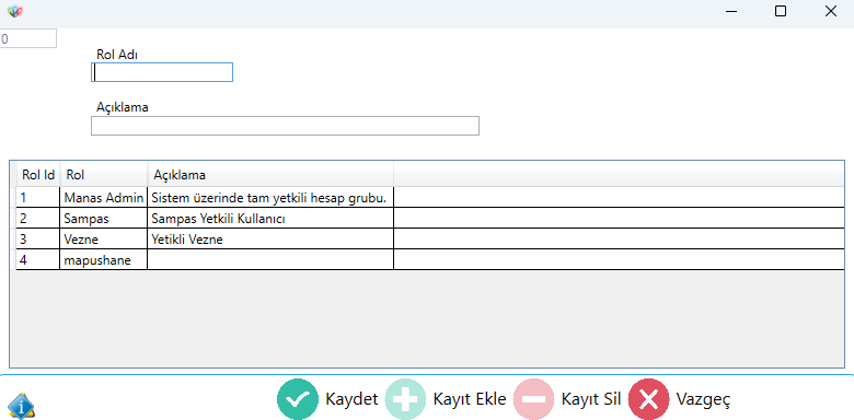 Rol Kapsam Tanım Ekranı