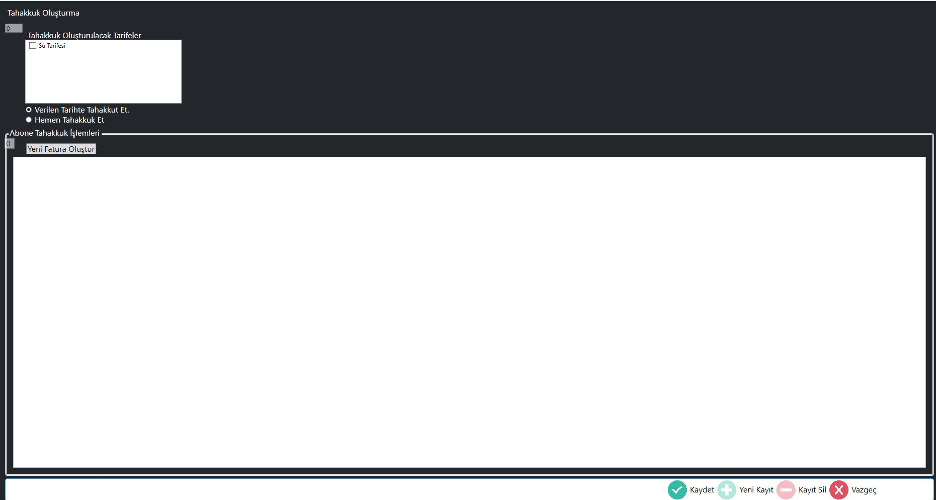 Tahakkuk Planlama Ekranı