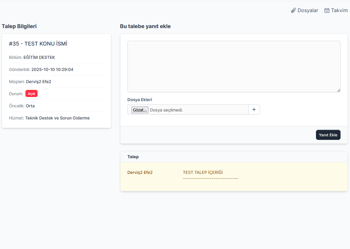 Ticket Detay Sayfası